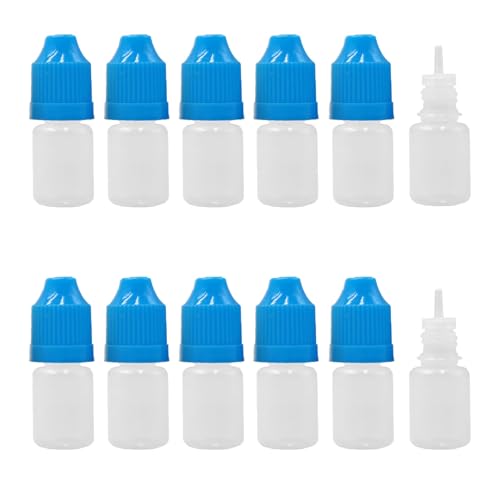 XIAONAN 50 Pack x 5ml LDPE Plastikware Leere Squeezable Dropper Flaschen mit Spitzen Abdeckung Bottles + Trichter von ShellyMall (Flaschen + Himmelblau Abdeckung + Spitzen) von XIAONAN
