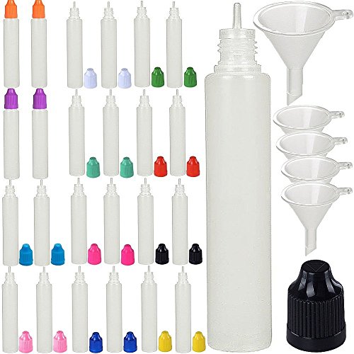 XIAONAN 60ml x 10 Pack LDPE Plastikware Leere Squeezable Dropper Liquid Einhorn Stift Flaschen Pipette mit Plastik Abdeckung Stopper Bottles von ShellyMall(Flasche + Azurblau Kappe + Spitze) von XIAONAN