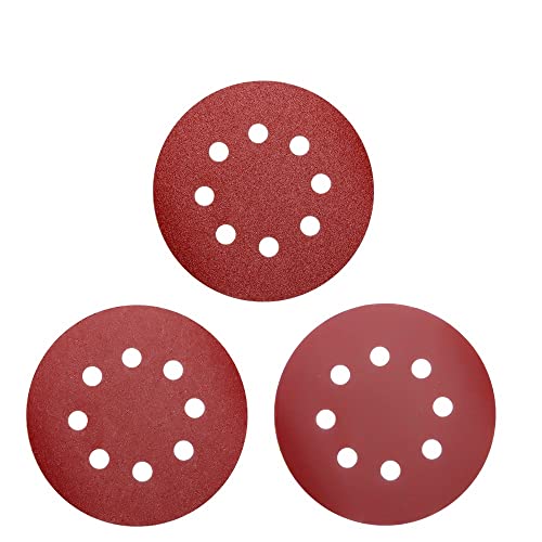 20pcs 5 Zoll 125 mm rote runde Form Schleifscheiben Hakenschleifenpapierpapier Schleifpapier 8 Lochschleifer Polierkissen Werkzeuge(Color:Grit-600 20pcs) von XIAONIYI