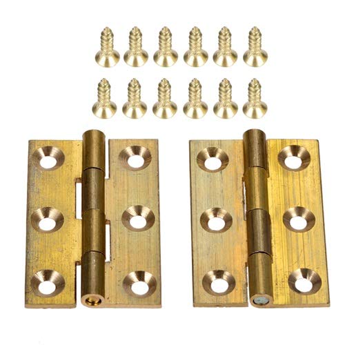 2pcs Messingscharniere mit Schrauben 4/6 Löcher Golden Dekorschrank 1/1,5/2/2,5 Zoll Tür/Möbel (Size : 37x24mm) von XIAONIYI
