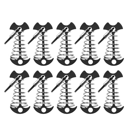 10pcs Deck Bullks Board Zelt Stakes Windschutz Federanker Fischknochen Deckanker Peg Fischknochen Guyline Kabel Einstellbar Einstellbares Peg Tragbares Zelt Antikorrosion von XIAOQENAN