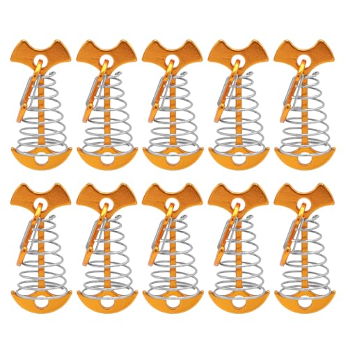 10pcs Deck Bullks Board Zelt Stakes Windschutz Federanker Fischknochen Deckanker Peg Fischknochen Guyline Kabel Einstellbar Einstellbares Peg Tragbares Zelt Antikorrosion von XIAOQENAN