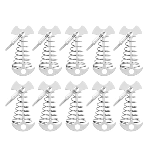 10pcs Deck Bullks Board Zelt Stakes Windschutz Federanker Fischknochen Deckanker Peg Fischknochen Guyline Kabel Einstellbar Einstellbares Peg Tragbares Zelt Antikorrosion von XIAOQENAN