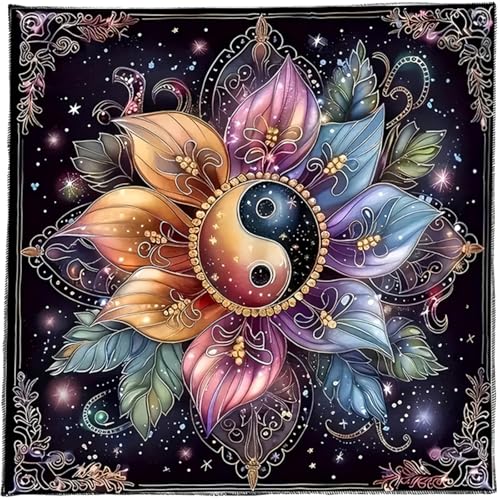 Blumenscheibe Tarots Tischdecke Gotteskarten Tisch Stoff Wandteppich Astrologie Hexerei von XIAOQENAN