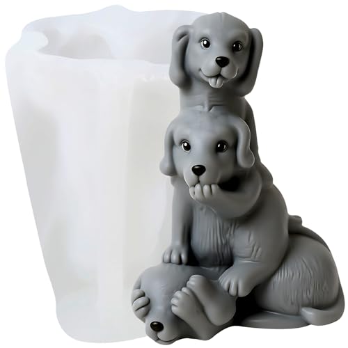 XIAOSHUI Dog Candle Mold Dogs Resin Casting Silicone Mould for Candle Making Aromatherapy Candles Gypsum Clay Craft Candle Home Decorate von XIAOSHUI