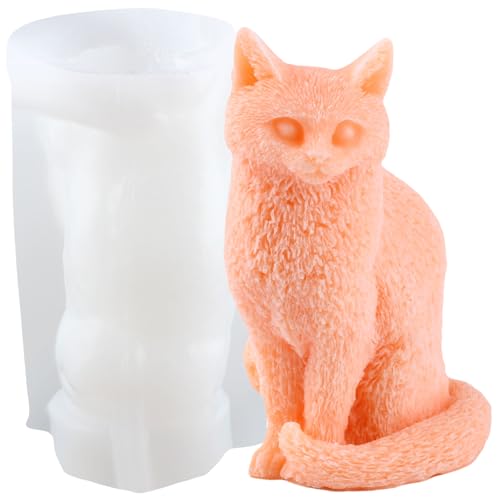 XIAOSHUI Sitzende Katze Silikonformen Für Kerzen Katzenkerzenform Tierkerzenform Katzenharzgussform Für Die Kerzenherstellung Kerzenform Heimdekorationsform Aromatherapie Kerzen Gips Und Tonhandwerk von XIAOSHUI