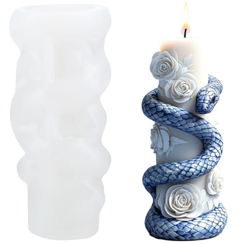 XIAOSHUI Snake Pillar Candle Mold Snake Winding Column Resin Casting Silicone Moulds for Candle Making Aromatherapy Candles Gypsum Clay Craft Candle Home Decorate von XIAOSHUI