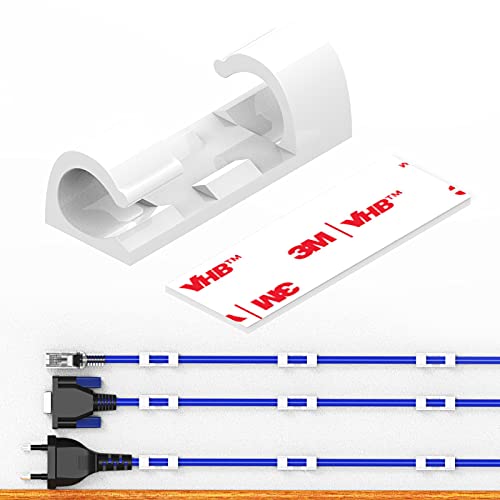 Kabelclips Kabelhalter, XIAOXI Vielzwecke Kabelführung Kabel Organizer Set mit Klebstoff Gesicherte Unterlage für Schreibtisch, Netzkabel, USB Ladekabel, Ladekabeln usw. - 20 Stück (Weiß) von XIAOXI