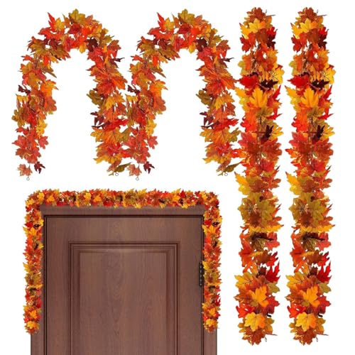 XIAOXIAOYU Herbstgirlande, 4 Stück, künstliche Herbstgirlanden, Thanksgiving-Dekorationen – Halloween-Dekorationen, Heimdekoration für Hochzeit, Party, Fenster, Treppenhaus, Kamin, Tisch, Schreibtisch XIAOXIAOYU Herbstgirlande, 4 Stück, künstliche Herbstgirlanden, Thanksgiving-Dekorationen – Halloween-Dekorationen, Heimdekoration für Hochzeit, Party, Fenster, Treppenhaus, Kamin, Tisch, Schreibtisch von XIAOXIAOYU