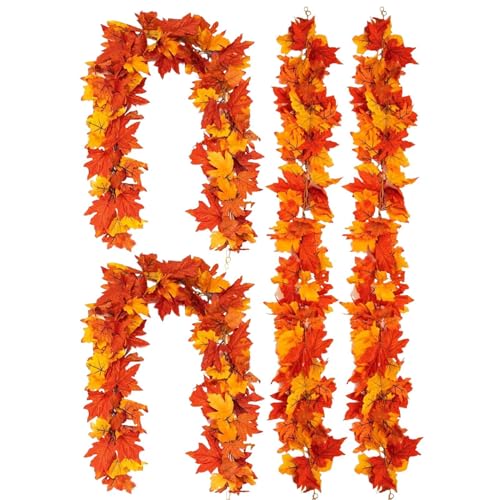 XIAOXIAOYU Herbstgirlande – Thanksgiving-Dekoration, Herbst-Ahorn-Girlanden, 4-teilig, Halloween-Dekoration, Urlaubsschmuck für Kamin, Treppe, Party, Wohnung, Schreibtisch, Hochzeit XIAOXIAOYU Herbstgirlande – Thanksgiving-Dekoration, Herbst-Ahorn-Girlanden, 4-teilig, Halloween-Dekoration, Urlaubsschmuck für Kamin, Treppe, Party, Wohnung, Schreibtisch, Hochzeit von XIAOXIAOYU