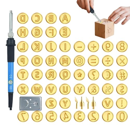 XIAOXIAOYU Holzgravur Werkzeug | Holz Brennset Mit Buchstaben-Prägstempel - Alphabet Zahlen Schablone, Verstellbarer Temperatur Stift & Pyrogravur Vorlage für Erwachsene und Anfänger von XIAOXIAOYU