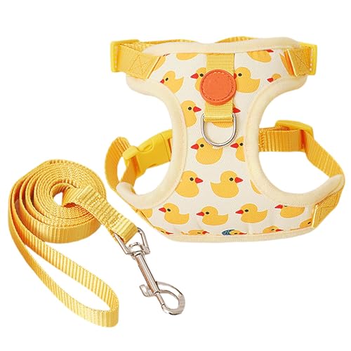 XIAOXIAOYU Kleines Tiergeschirr, Entenmuster, Cartoon-Nylon, Hamster-Geschirr-Set, verstellbares Traktionsseil, multifunktional, weiches Haustier-Outdoor-Zubehör für Kätzchen, kleine Haustiere von XIAOXIAOYU