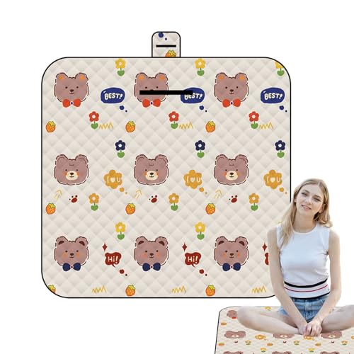 XIAOXIAOYU Nettes Picknick, Picknickdecke wasserdicht | Tragbare Picknickdecke | Tragbare wasserdichte antimoistüre sandfeste 59x78in Schöne Teppich für Babyspieltime Camping Wandern von XIAOXIAOYU