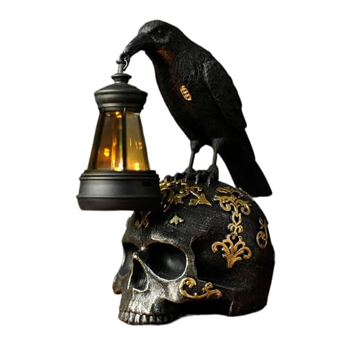 XIAOXIAOYU Raben Statue | Halloween Schädel Raben Deko Sammlerstück Skulptur - Resin Skulptur mit Solar Laterne, Schreibtisch Deko und Foto Zubehör für Rasen Garten Hof und Zuhause XIAOXIAOYU Raben Statue | Halloween Schädel Raben Deko Sammlerstück Skulptur - Resin Skulptur mit Solar Laterne, Schreibtisch Deko und Foto Zubehör für Rasen Garten Hof und Zuhause von XIAOXIAOYU