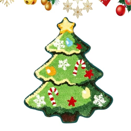XIAOXIAOYU Weihnachts-Duschmatte,Weihnachts-Badematte - Niedliche Cartoon-Mikrofaser-Duschmatte,Saugfähige Dusch- und Küchenteppiche, rutschfeste Badezimmer-Bodenmatte für Badezimmer, Küche, Badewanne von XIAOXIAOYU