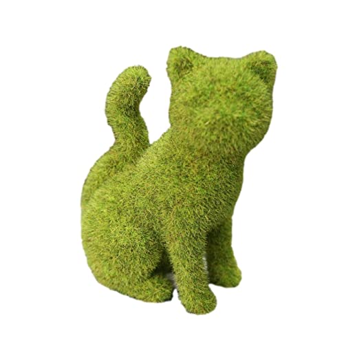 XIAOXIN Moos-Tier-Dekoration – Kunstrasen Gras Kätzchen Welpe Statue | Grün Fuzzy Kunsttier Moos für Garten Hof Indoor Tisch Zuhause Küche Regal Dekor Duhe von XIAOXIN