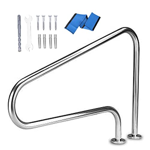 Edelstahl-Handlauf for Schwimmbäder, Sicherheitsgriffe for Rampengeländer, einfach zu montierende Spa-Handläufe for den Einstieg in den Boden(125 * 88cm) von XIAOYIWIN