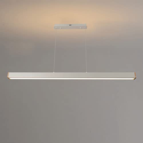 Lineare rechteckige Pendelleuchte, Metallstangen-Hängelampe mit Acrylschirm, LED-Dimm-Kronleuchter, lange Streifen-Hängelampen for das Esszimmer, minimalistische Hängeleuchten for Kücheninseln(White,1 von XIAOYIWIN
