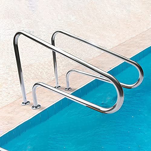 Pool-Handlauf, Schwimmhandläufe, Handlauf aus Edelstahl 304, Sockel, Geländer for Garten-Hinterhofpools, ergonomische Kurve(2*Swimming Pool handrails) von XIAOYIWIN