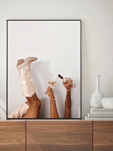XIAOYIWIN 1 stück Vintage Poster Boot & Weinglas Kunst Ölgemälde Leinwand Drucke for Home Dekoration Studie Zimmer Treppe Wand Dekor(Internal Frame) von XIAOYIWIN