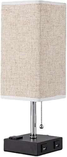 XIAOYIWIN Duschkopf Einfache Leinen Lampenschirm Schlafzimmer Nachttischlampe for Schreibtisch Loungebereich Schreibtisch Tischlampe Mit USB von XIAOYIWIN