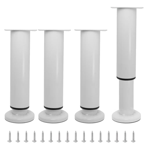 XIAOYIWIN Verstellbare Möbelbeine, Set mit 4 Metall-Sofabeinen, runde Möbel-Ersatz-Stützfüße for Kommode, Couchtisch(White,7.08inch) von XIAOYIWIN