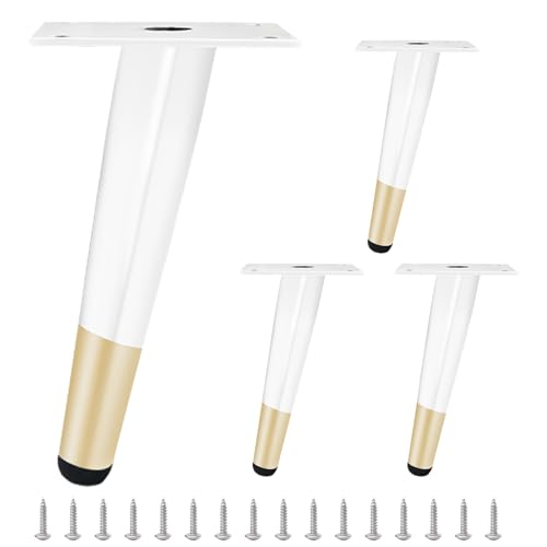 XIAOYIWIN Weiße Möbelbeine, rostfreies, wasserdichtes Metall-Set mit 4 Schrank-Ersatzstützbeinen for Tisch, Stuhl, Schreibtisch(A,25CM) von XIAOYIWIN
