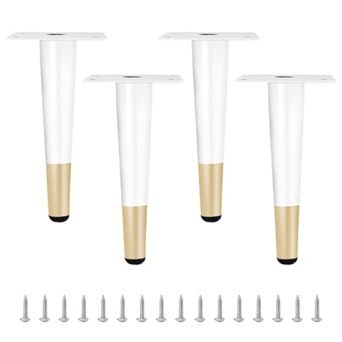 XIAOYIWIN Weiße Möbelbeine, rostfreies, wasserdichtes Metall-Set mit 4 Schrank-Ersatzstützbeinen for Tisch, Stuhl, Schreibtisch(B,15CM) von XIAOYIWIN