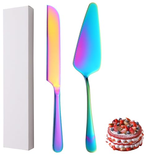 XIAOYU 2-teiliges Hochzeitstorte Messer und Server Set, Edelstahl Kuchen Schneide Set, Kuchen Kuchen Gebäck Servier Set für Hochzeit, Geburtstag, Partys und Jubiläum, Regenbogen XIAOYU 2-teiliges Hochzeitstorte Messer und Server Set, Edelstahl Kuchen Schneide Set, Kuchen Kuchen Gebäck Servier Set für Hochzeit, Geburtstag, Partys und Jubiläum, Regenbogen von XIAOYU