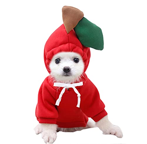 XIAOYU Apfel Haustier Kostüm Weihnachten Hund Spaß Obst Hoodie Fleece Hund Sweatshirt für Halloween Cosplay Welpen Overall Katzenkleidung(L) von XIAOYU