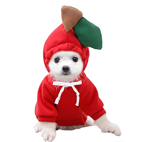 XIAOYU Apfel Haustier Kostüm Weihnachten Hund Spaß Obst Hoodie Fleece Hund Sweatshirt für Halloween Cosplay Welpen Overall Katzenkleidung(S) von XIAOYU