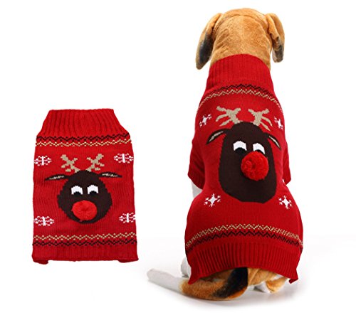 XIAOYU Hundepullover für Hunde weihnachtlich Rentier, Rot, XXL von XIAOYU