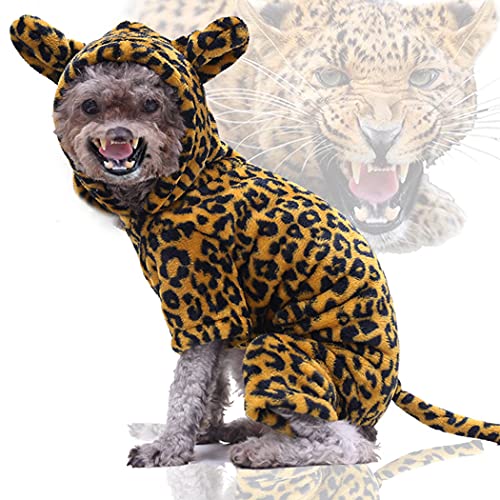 XIAOYU Pet Clothes Puppy Dog Cat Hoodie Warm Sweater Costume Halloween Cosplay Party Apparel, Cheetah, S von XIAOYU