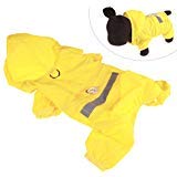 XIAOYU einstellbare Pet Hund wasserdichte Overall Regenmantel Jacke mit sicheren reflektierenden Streifen, Gelb, M von XIAOYU