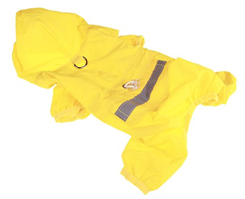 XIAOYU einstellbare Pet Hund wasserdichte Overall Regenmantel Jacke mit sicheren reflektierenden Streifen, Gelb, XXL von XIAOYU