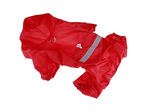 XIAOYU einstellbare Pet Hund wasserdichte Overall Regenmantel Jacke mit sicheren reflektierenden Streifen, rot, S von XIAOYU