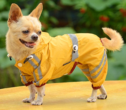 XIAOYU pet Dog Welpe wasserdicht Regenmantel Jacke mit Kappe für kleine mittelgroße Hunde, gelb, L XIAOYU pet Dog Welpe wasserdicht Regenmantel Jacke mit Kappe für kleine mittelgroße Hunde, gelb, L von XIAOYU