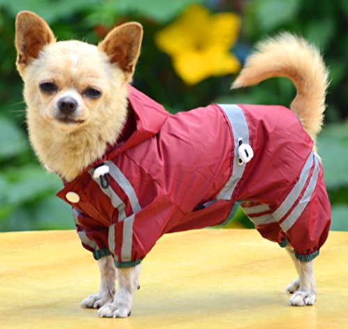 XIAOYU pet Dog Welpe wasserdicht Regenmantel Jacke mit Kappe für kleine mittelgroße Hunde, rot, XL von XIAOYU
