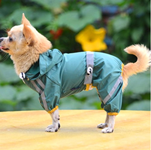 XIAOYU pet Dog Welpe wasserdicht Regenmantel Jacke mit Kappe für kleine mittelgroße Hunde, grün, L XIAOYU pet Dog Welpe wasserdicht Regenmantel Jacke mit Kappe für kleine mittelgroße Hunde, grün, L von XIAOYU