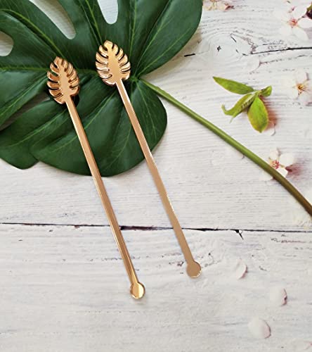 20 Stück Monstera-Blatt-Rührstäbchen, tropische Blätter, Acryl-Sticks für Getränke, Laserschnitt, Hochzeitsdekoration, Rührstäbchen, Rührstäbchen (Rose Gold Spiegel) von XIAOYUE