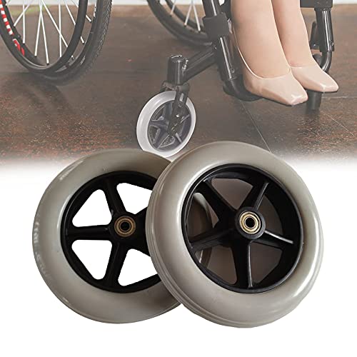 XIAOYUE 8 Zoll Rollstuhlreifen, Rollstuhl Frontrollen Nachlauf, Nicht Aufblasbares Rad, Bohrung 8 mm, Nabenlänge 50 mm (2er-Pack) von XIAOYUE