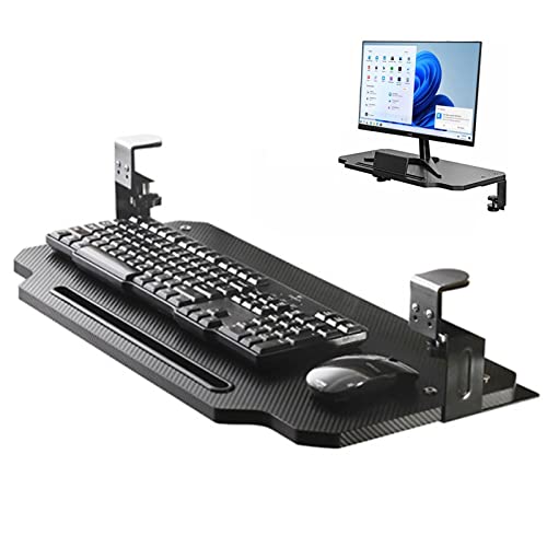 XIAOYUE Kleine Tastaturablage Unter Dem Schreibtisch, Ausziehbarer Computer-TastaturstäNder Mit C-Klemme, Ergonomische Tastaturschublade mit Stiftschlitz (Size : 60cm/23.6inch) von XIAOYUE