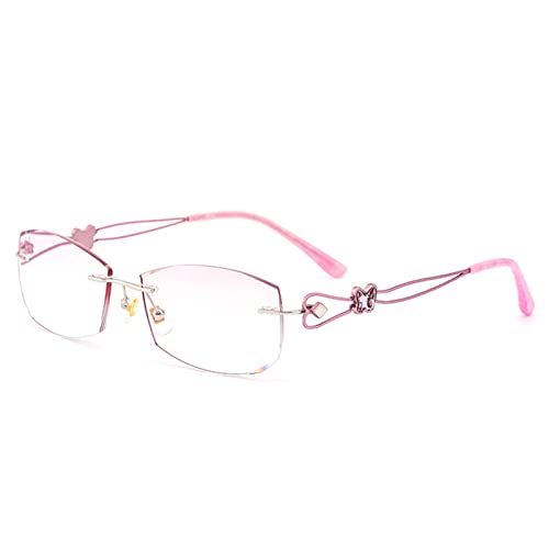 XIAOYUE Mode Elegante Getönte Lesebrille für Damen, Blaulichtfilter Diamantschliff Computerlesegeräte mit Strass (Color : Pink, Size : 3.0 x) von XIAOYUE