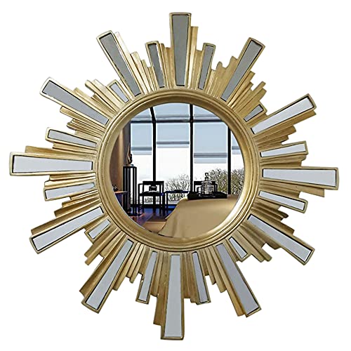 XIAOYUE Runder Wandspiegel, Sonnenspiegel Gold, American Vintage Rahmenspiegel antik, HD Kosmetikspiegel, für Schlafzimmer Wohnzimmer Kommode Dekor XIAOYUE Runder Wandspiegel, Sonnenspiegel Gold, American Vintage Rahmenspiegel antik, HD Kosmetikspiegel, für Schlafzimmer Wohnzimmer Kommode Dekor von XIAOYUE