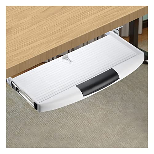 XIAOYUE Tastaturablage zum Schieben unter dem Schreibtisch, ergonomisch, Tastaturschublade zum Tippen, verstellbare ausziehbare Tastaturablage, einfache Installation (Farbe: Weiß) von XIAOYUE