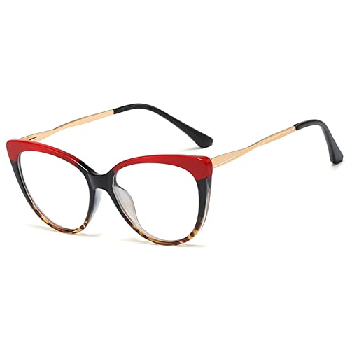 XIAOYUE Übergroße TR90 Katzenaugen Computer-Lesebrille, Damen Blaulichtfilter Lesehilfe mit Federscharnier (Color : Red, Size : 2.0 x) von XIAOYUE