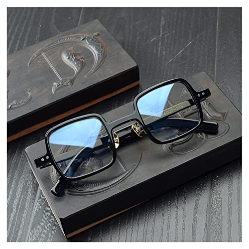 XIAOYUE Viereckiges Retro-Lesebrille für Damen und Herren, Blaulichtfilter Computerbrille aus Reinem Titan, Anti Ermüdungs (Color : Black, Size : 1.5 x) von XIAOYUE