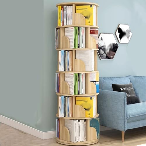 360 Home Bücherregal Drehbar, Schlicht und Stilvoll, Leicht zu Reinigen und zu Pflegen, Multifunktionales Lagerregal for Kinder und Erwachsene, Stabil und Langlebig ( Color : Light oak color , Size : von XIAOZHUANGXIONG
