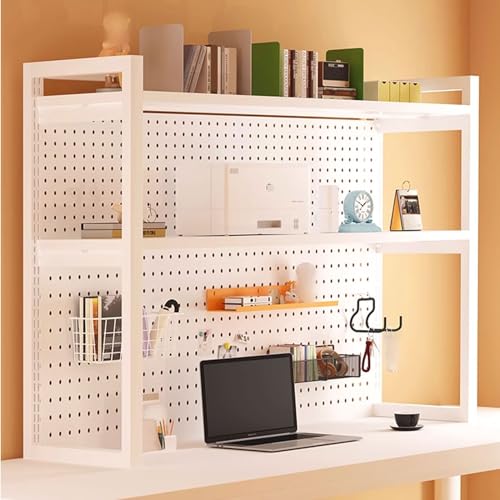 XIAOZHUANGXIONG Schreibtisch Regal Organizer Hergestellt Aus Dickerem Stahlrahmen Einstellbar Standregal Bücherregal für Regal Büro Wohnzimmer (Color : White, Size : 100 * 80cm) von XIAOZHUANGXIONG