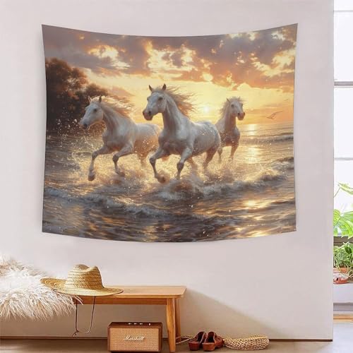 XIAOZUUWEI Pferd Wandteppich 3d Drucken Wandbehang Tapisserie Für Wohnzimmer Wohnheim Dekor Heim-Wanddekoration 180cmx230cm von XIAOZUUWEI